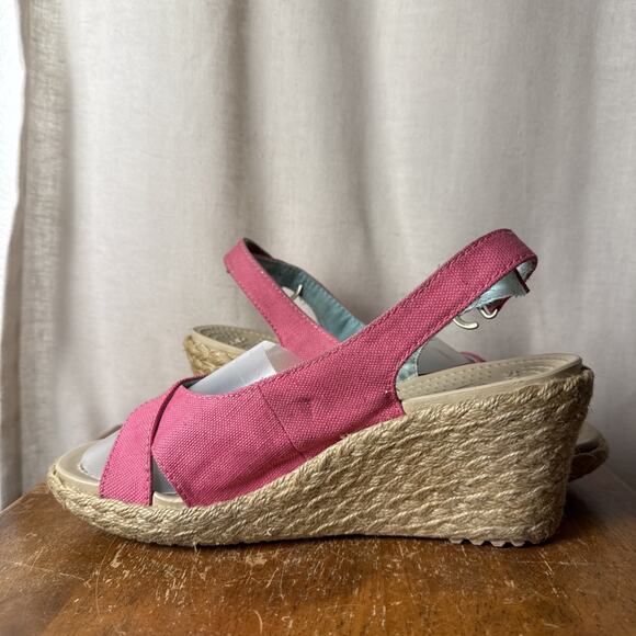 Women’s Crocs Pink A-Leigh Linen Slingback Espadrille Wedge Sandals Size 7‎ - Picture 4 of 10